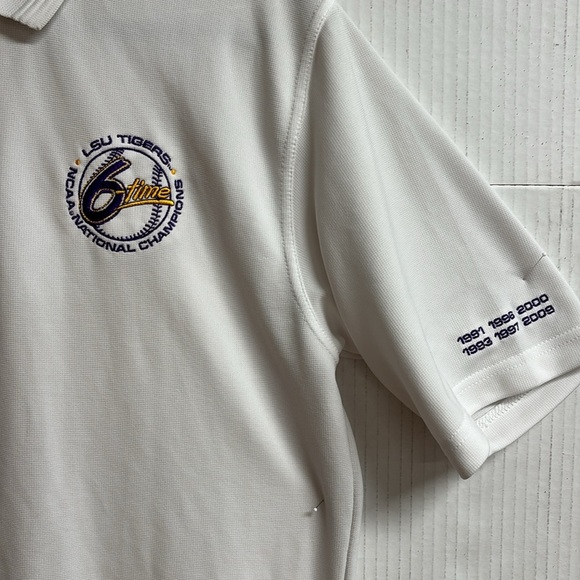 LSU NCAA White Polo Shirt Size Medium - Picture 8 of 10